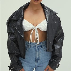 Mistress Rocks BRAND NEW black python vegan cropped biker jacket